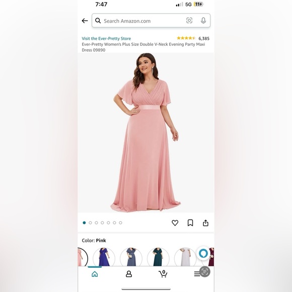 Pink Plus Size Bridesmaid Dress Maid of Honor Everpretty - Picture 3 of 3